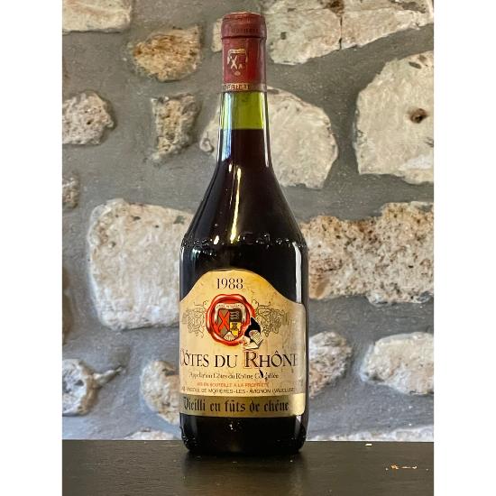 Vin rouge, Cotes du Rhone, cave vinicole de Morieres 1988